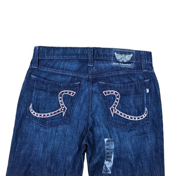 ROCK & Republic Embroidered Jeans Size 33 Blue BRAND NEW - Picture 13 of 13